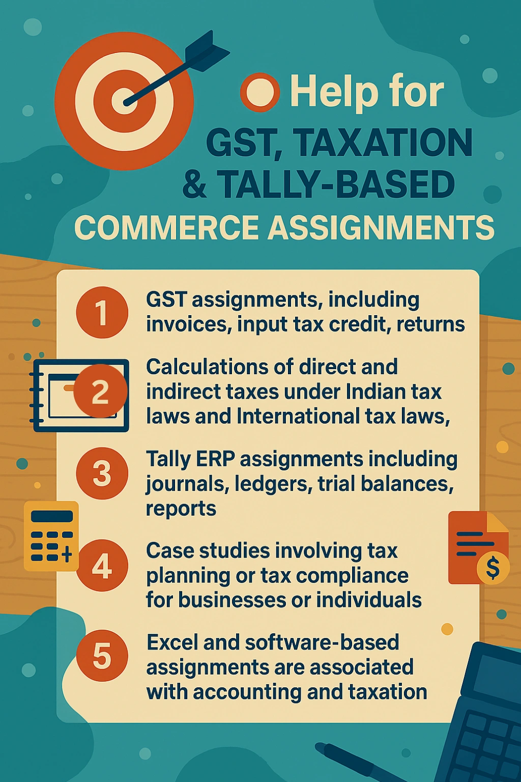 Do you assist with GST, taxation, or Tally-based commerce assignments
